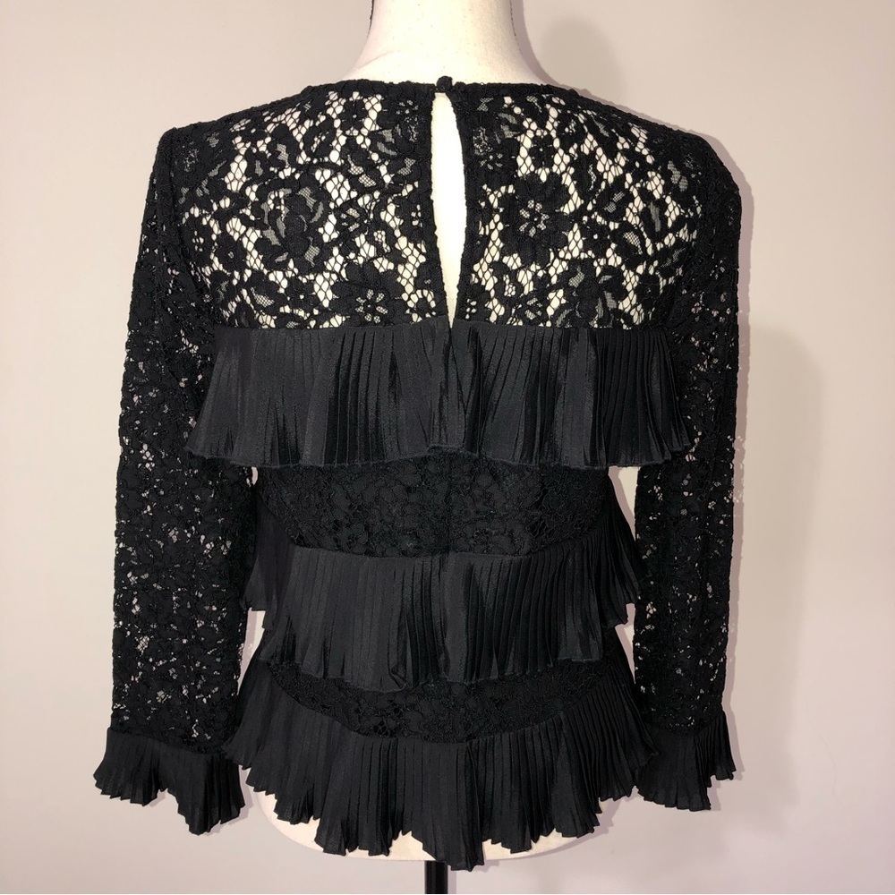 Dark Fairy Lace Top Size 4 Ruffle Long Sleeve Goth Witchy Romantic Wednesday - Picture 3 of 7